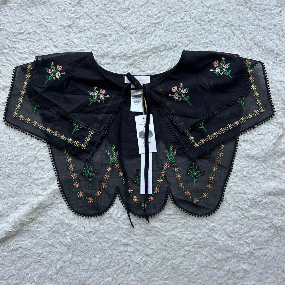 House of Harlow 1960 Floral Embroidered Capelet Collar One Size - Picture 3 of 9